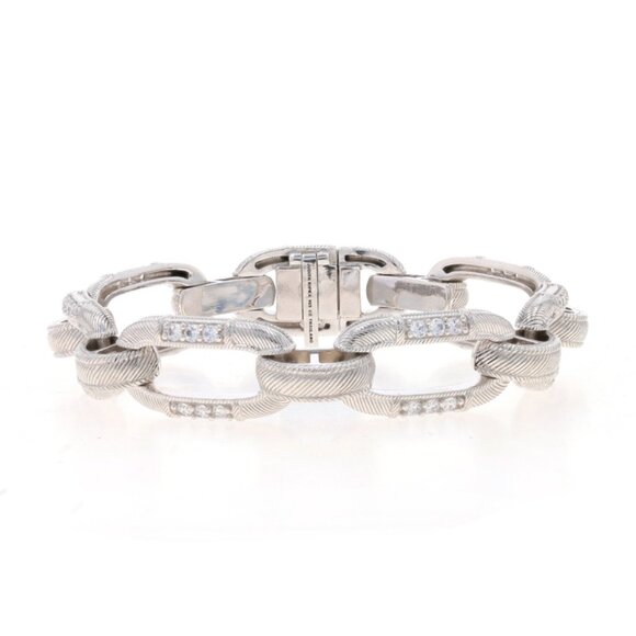 Judith Ripka Cubic Zirconia Chain Link Bracelet 7 1/4" - Sterling Silver 925